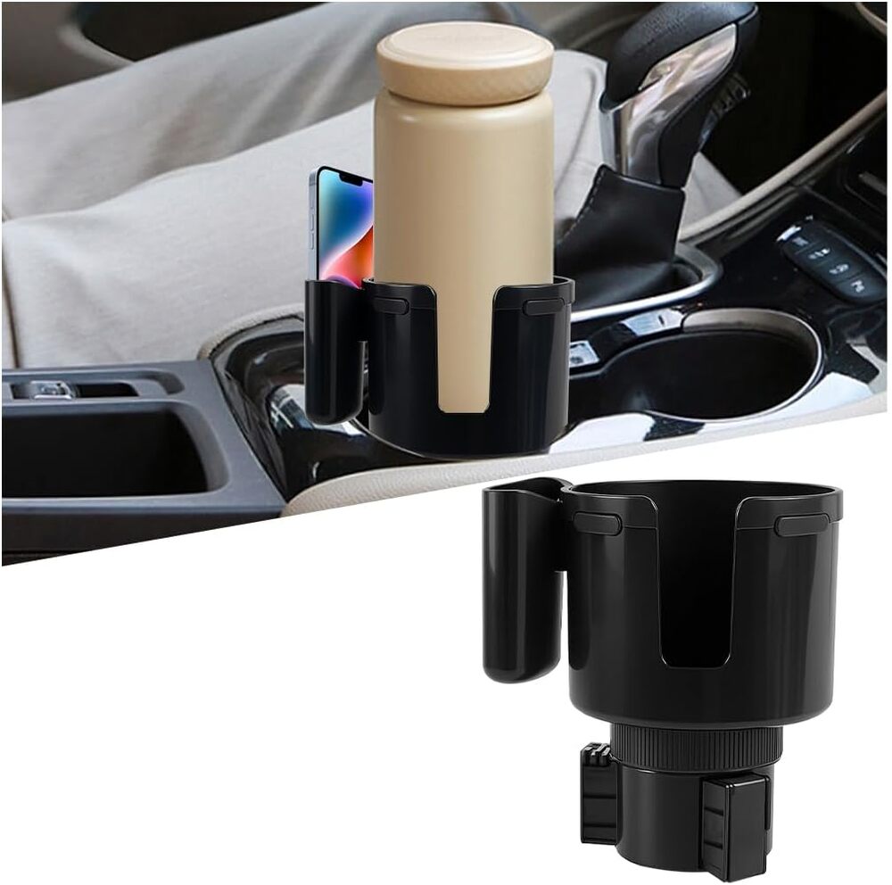 TNAIYH 2-in-1 Car Cup Holder Expander w/ Phone Mount | Adjustable Base 2.6–3.9”